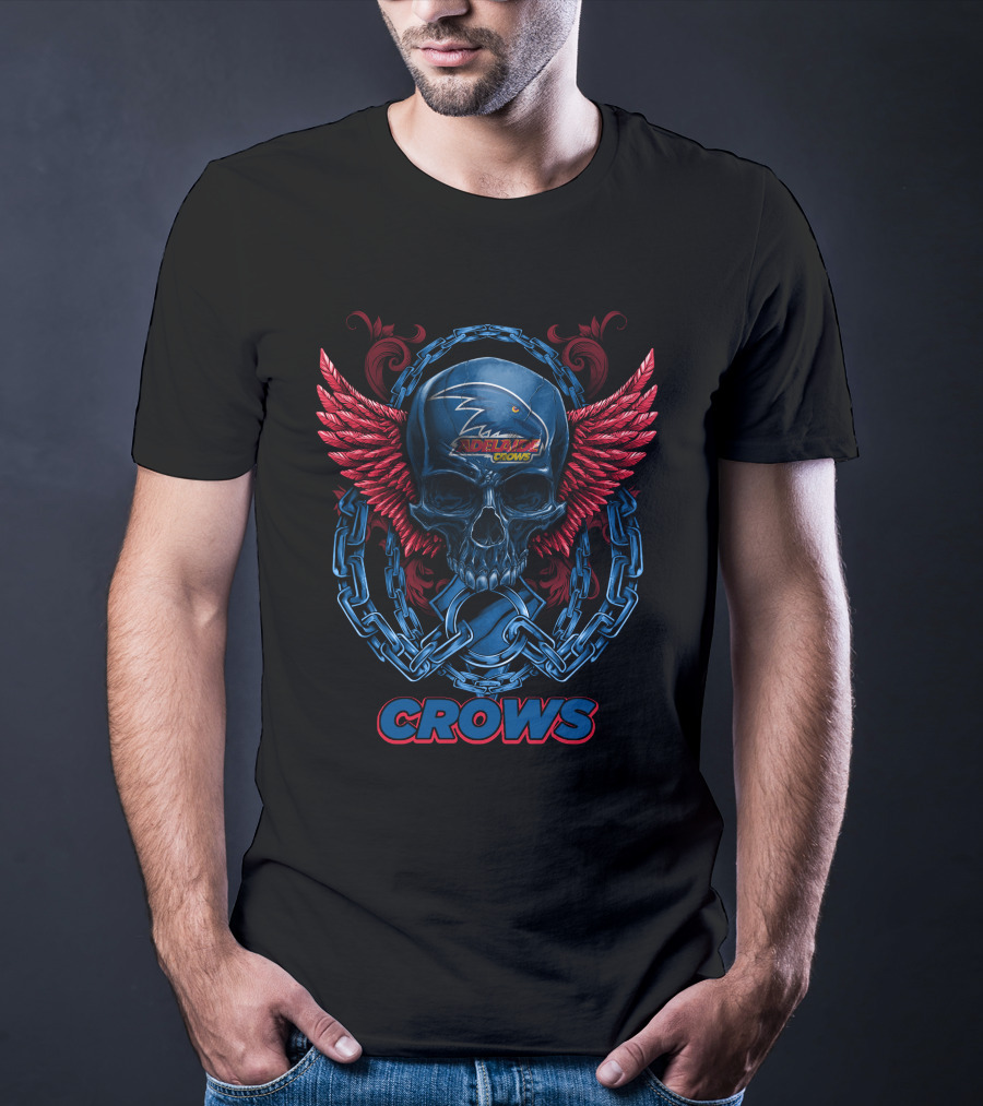 Adelaide Crows Skull With Chains And Wings T-Shirt