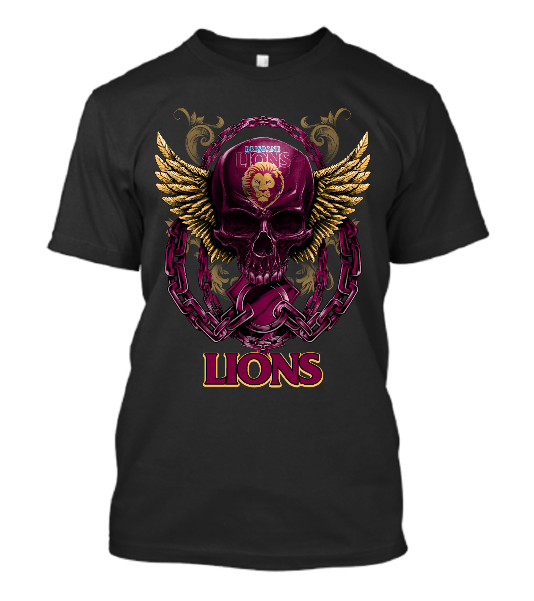 Brisbane Lions Skull Wings And Chains T-Shirt