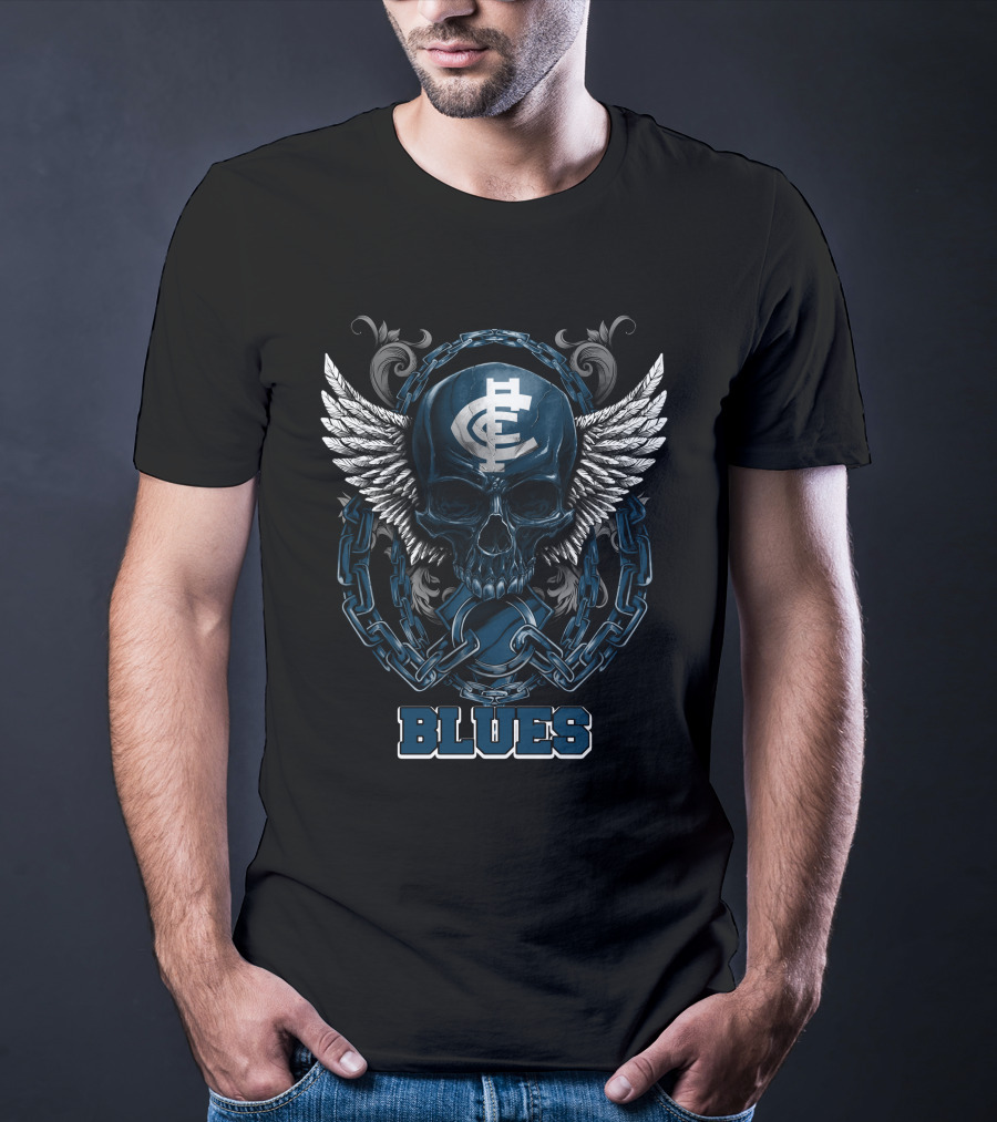 Carlton Blues Winged Skull Chain Emblem T-Shirt