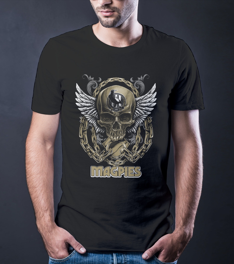 Magpies Skull With Wings And Chains 1892 T-Shirt