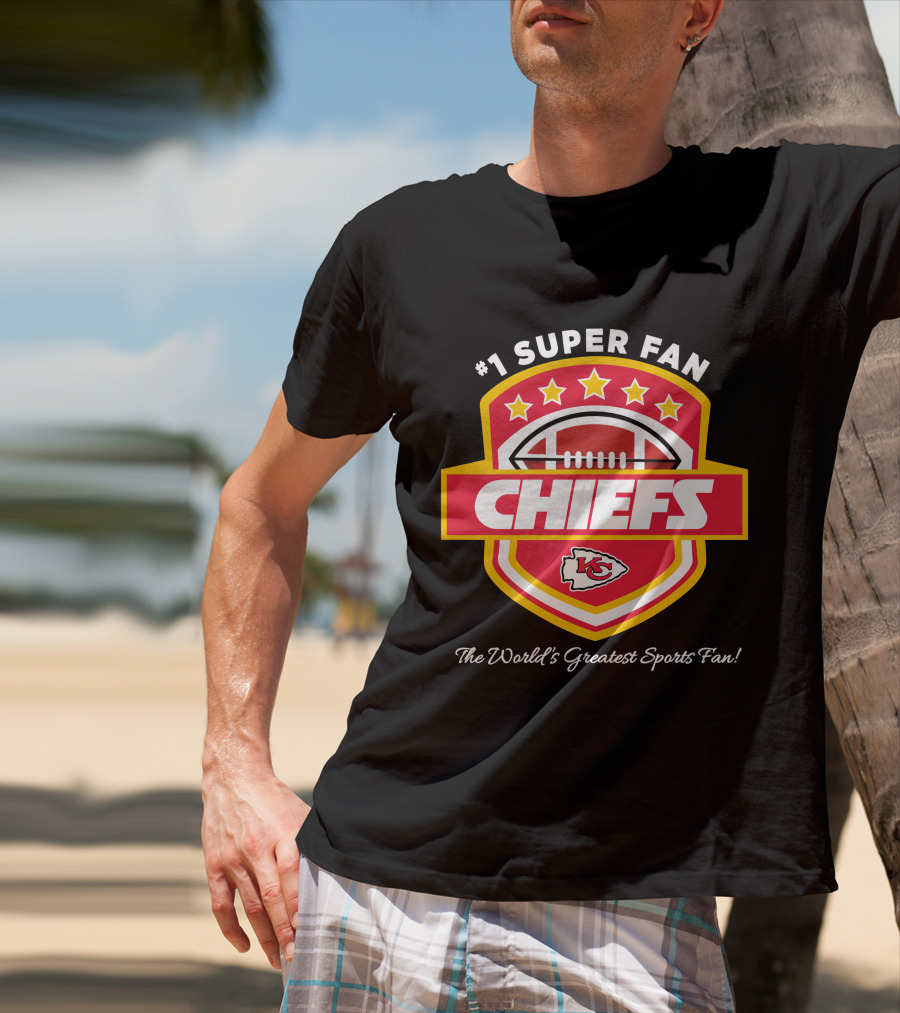 Kansas City Chiefs Football Stars Red Gold Emblem Shield T-Shirt
