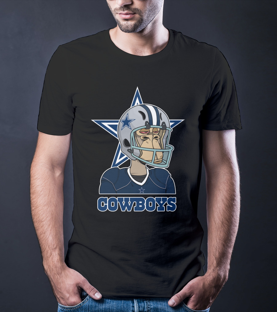 Cowboys Star Helmet Monkey Football Player T-Shirt