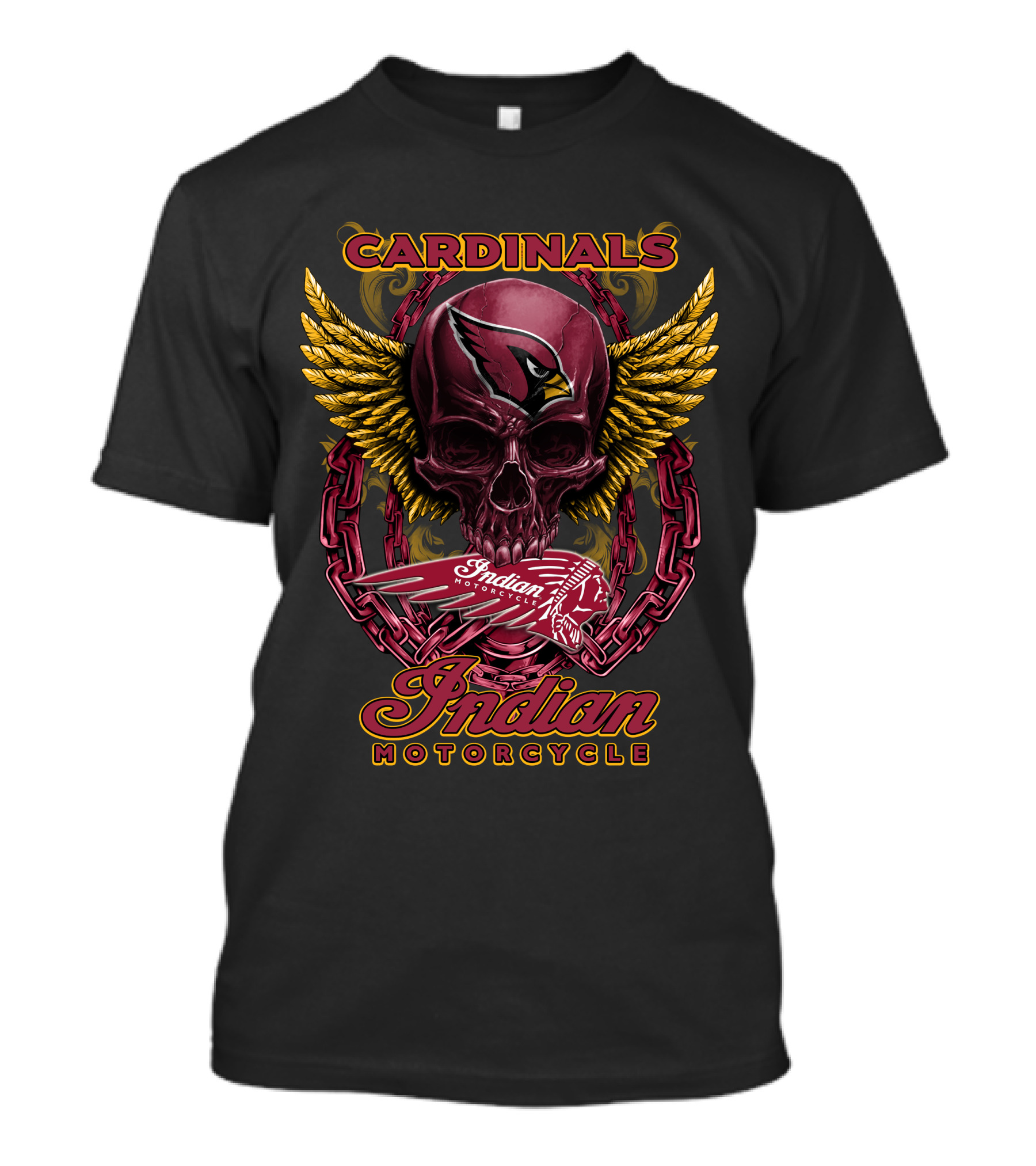 Cardinals Indian Motorcycle Skull Wings T-Shirt