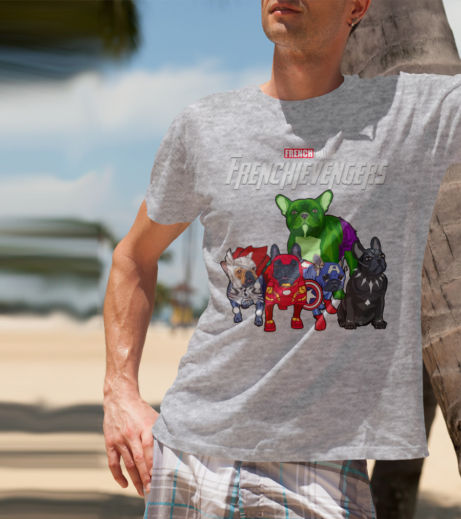 French Bulldog Frenchievengers Superhero Canine Team T-Shirt