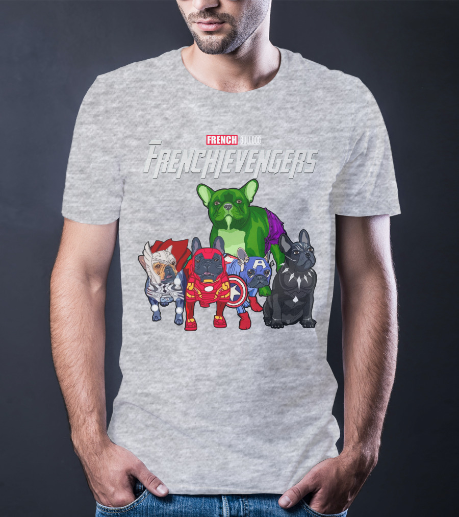 French Bulldog Frenchievengers Superhero Canine Team T-Shirt
