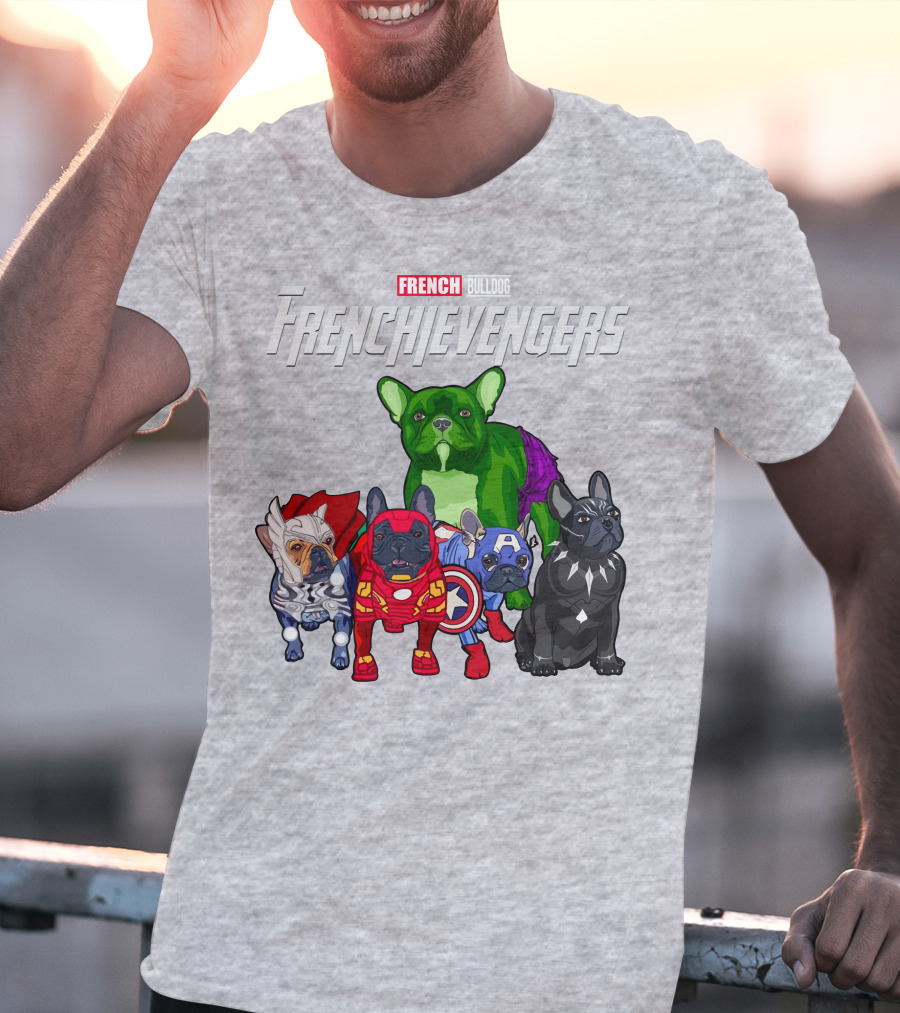 French Bulldog Frenchievengers Superhero Canine Team T-Shirt