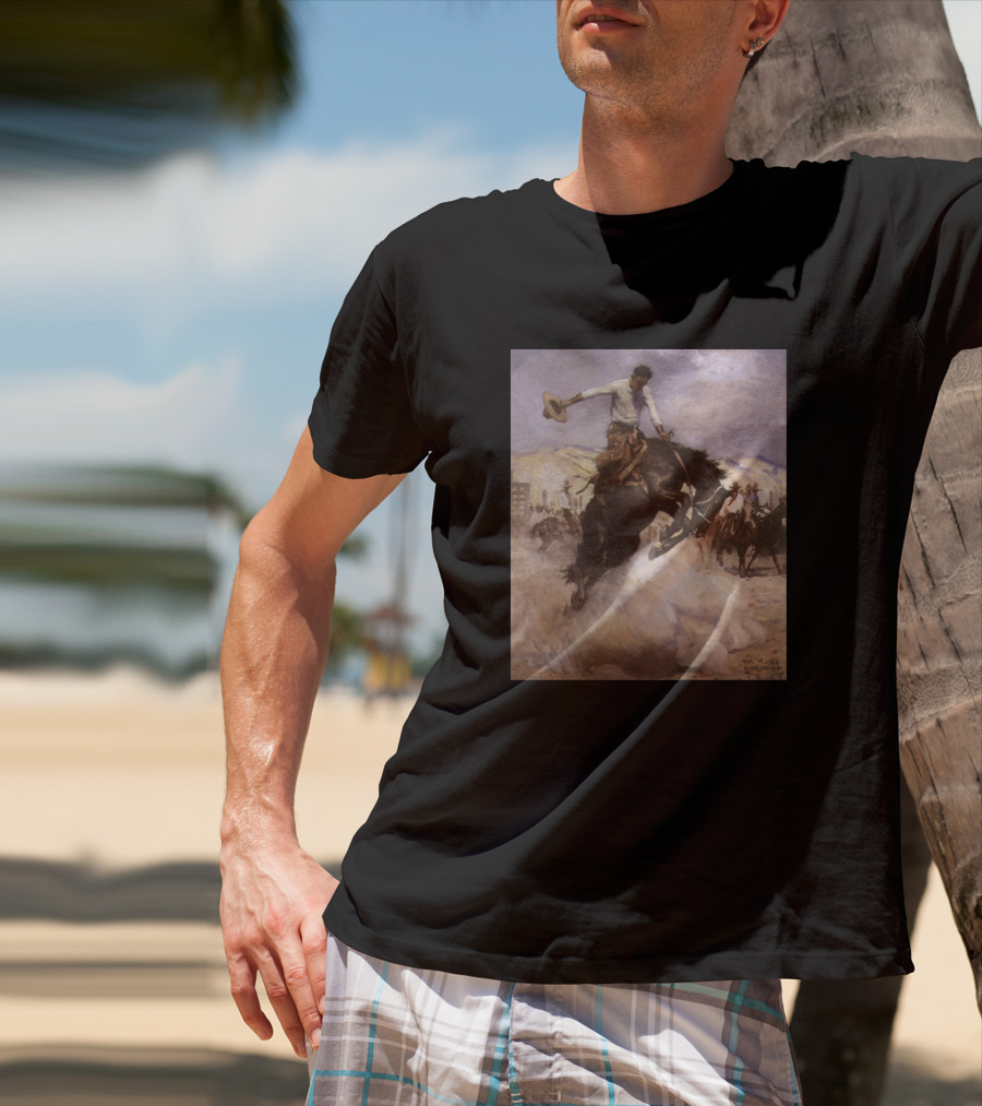 Breezy Riding By Koerner Cowboy Galloping Horse Western T-Shirt