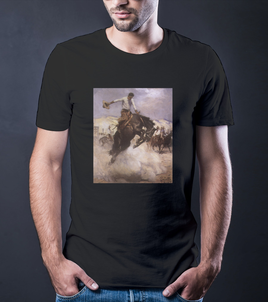 Breezy Riding By Koerner Cowboy Galloping Horse Western T-Shirt