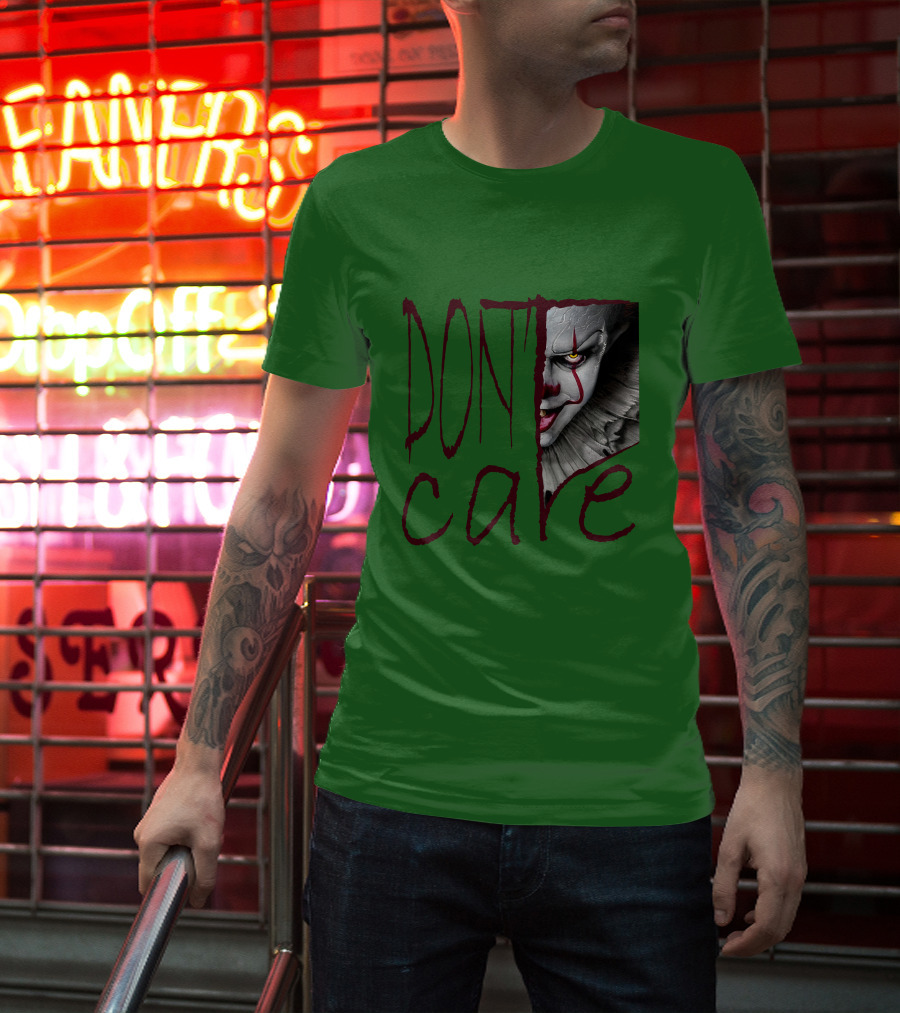 DON'T CARE Pennywise Face Clown Horror T-Shirt