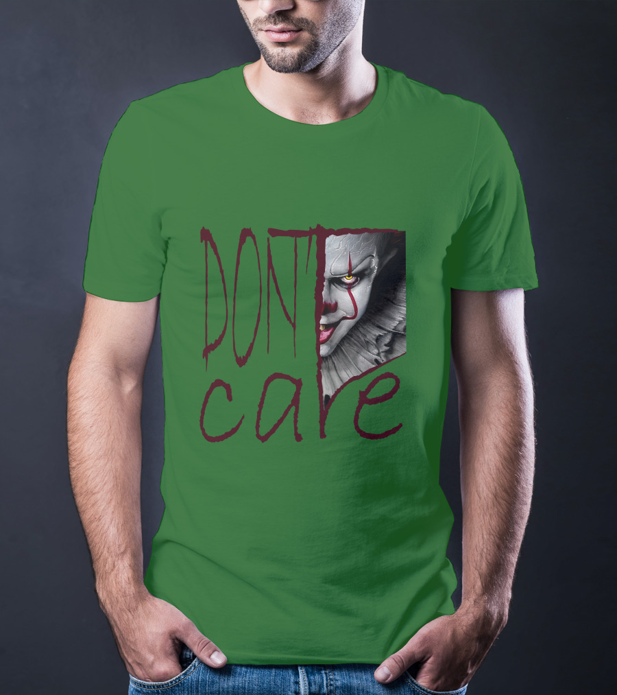 DON'T CARE Pennywise Face Clown Horror T-Shirt