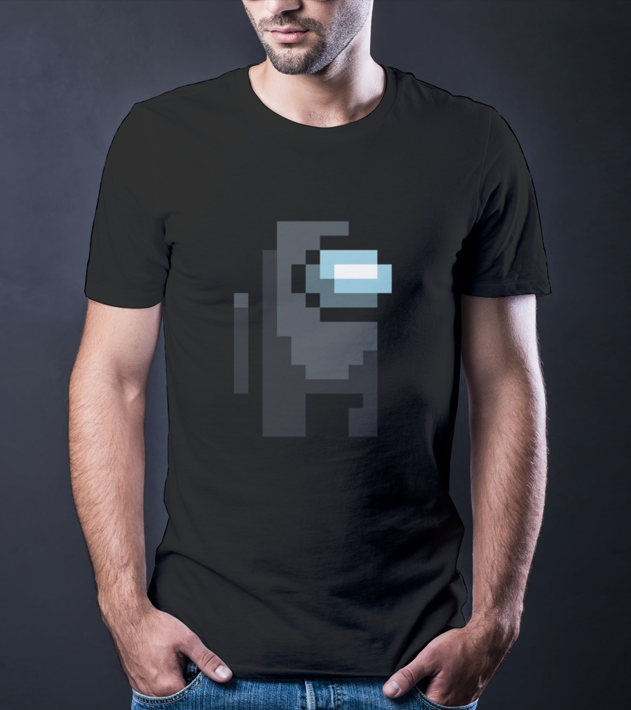 Among Us Crewmate Pixel Art Black Character T-Shirt