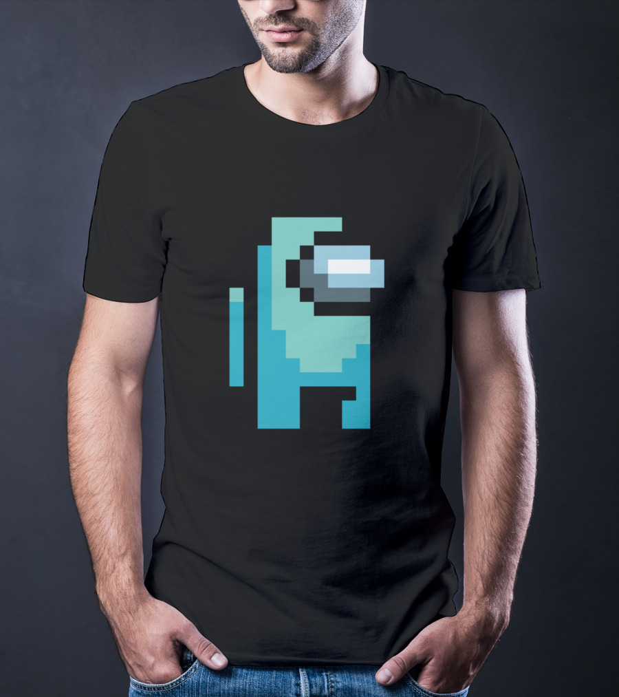 Among Us Cyan Crewmate Pixel T-Shirt