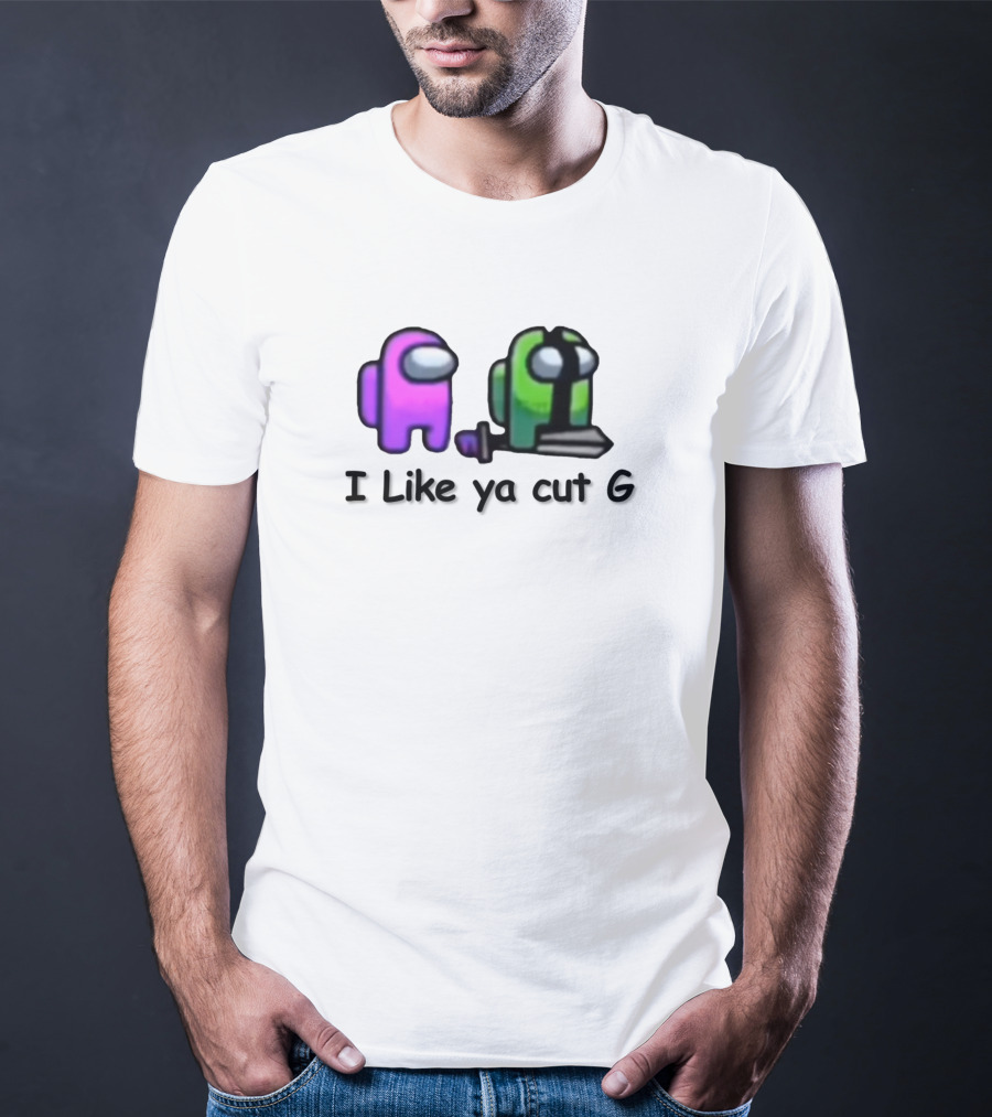 Among Us I Like Ya Cut G Purple And Green Characters With Sword T-Shirt
