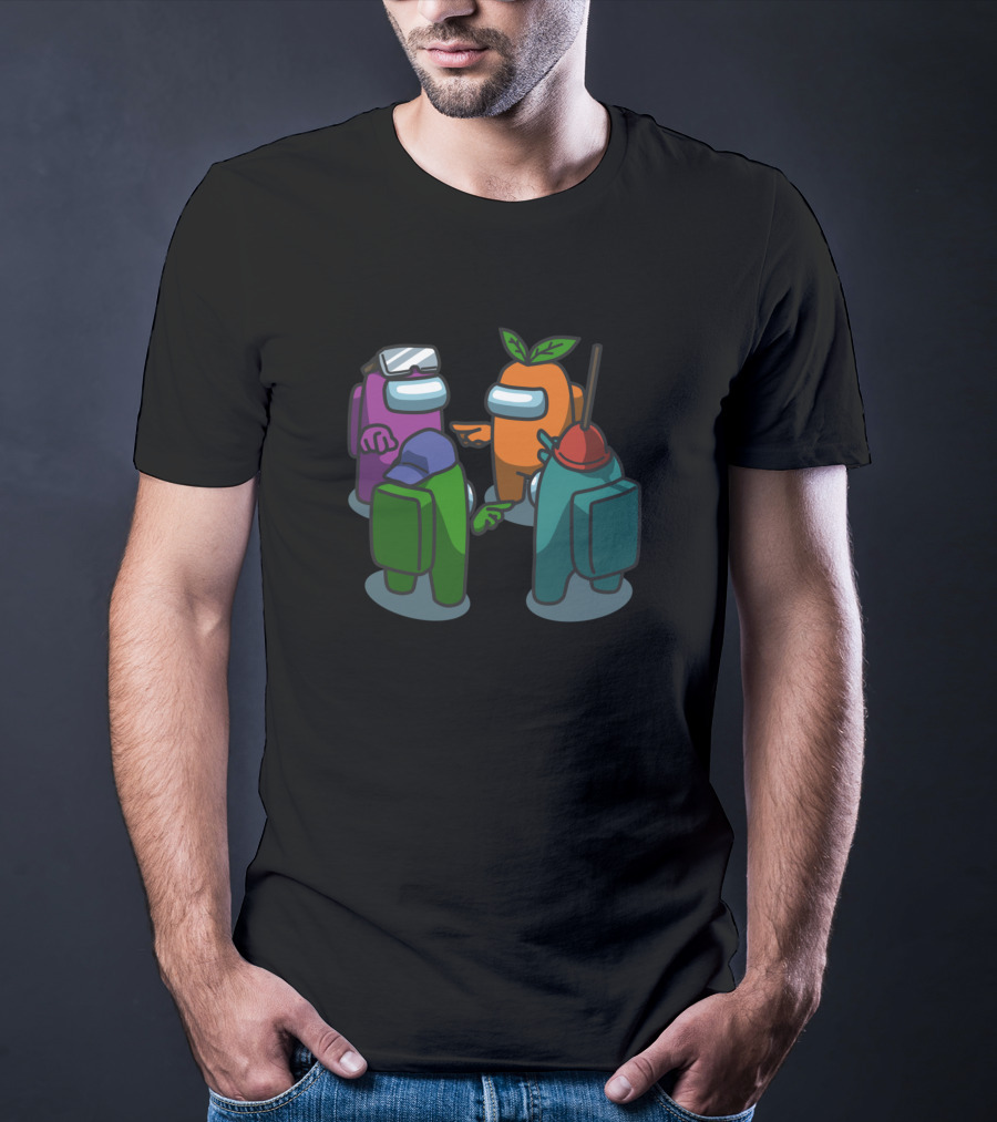 Among Us Characters Discussion With Unique Hats And Leaves T-Shirt