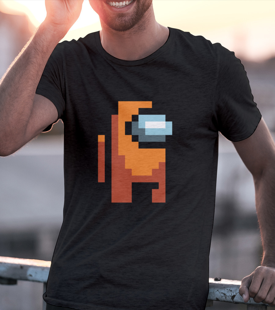 Among Us Orange Crewmate Pixel T-Shirt
