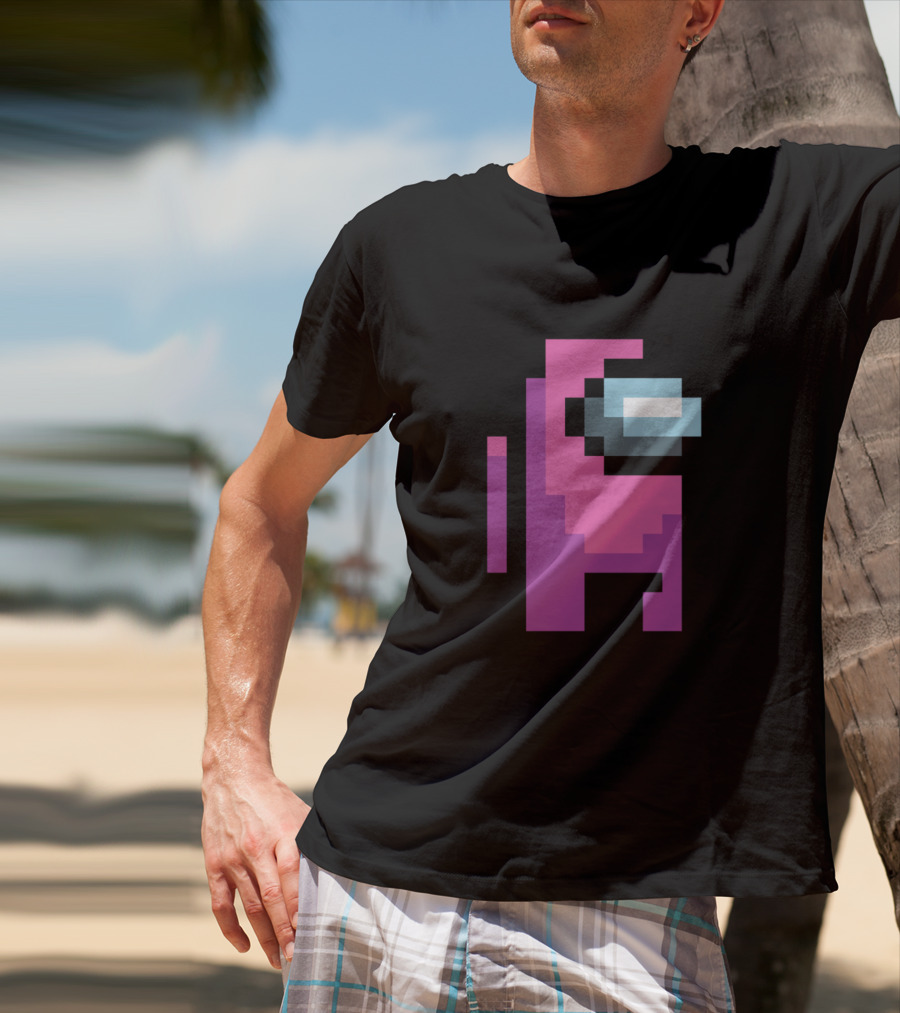 Among Us Pink Crewmate Character Pixel T-Shirt