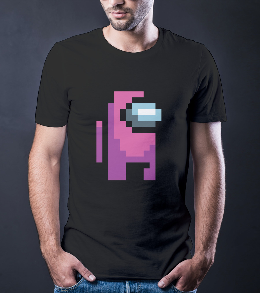 Among Us Pink Crewmate Character Pixel T-Shirt