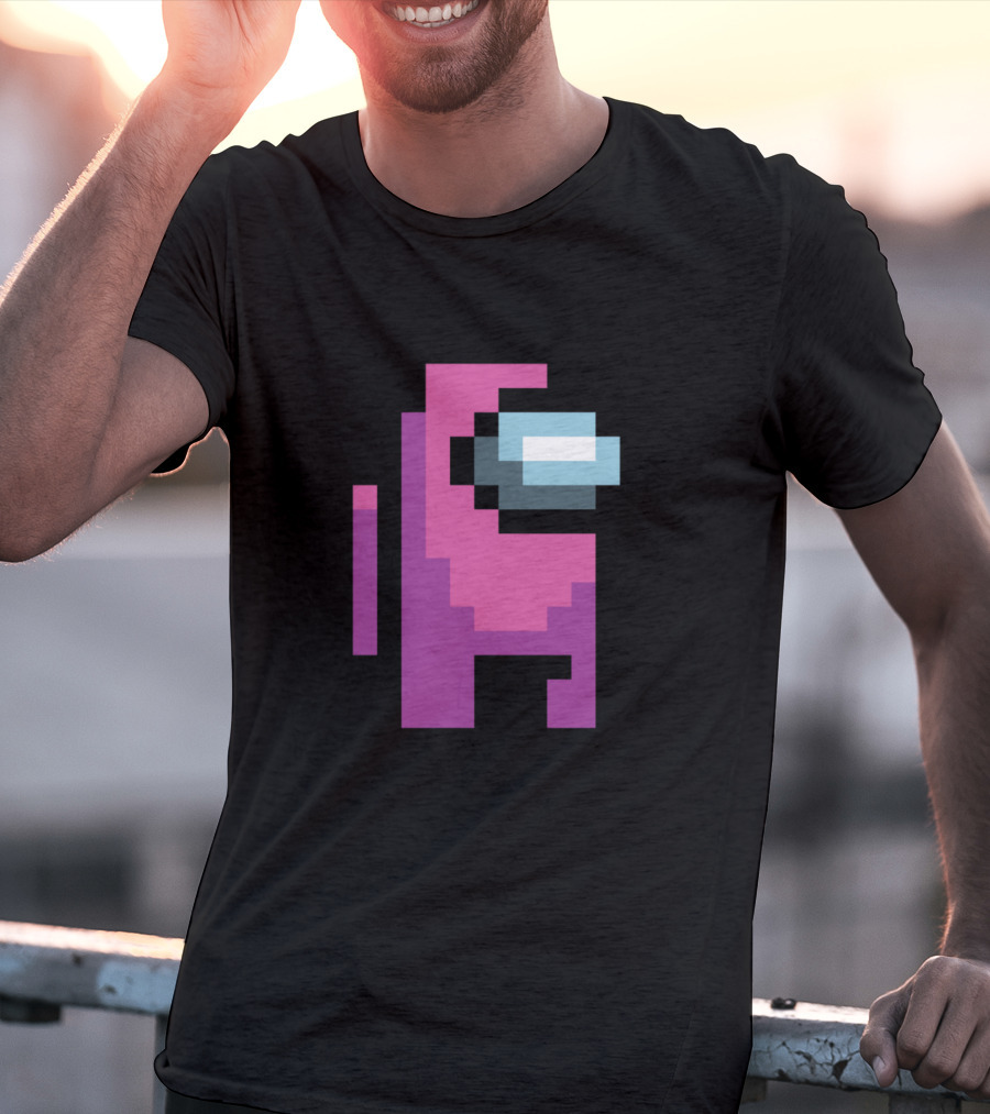 Among Us Pink Crewmate Character Pixel T-Shirt