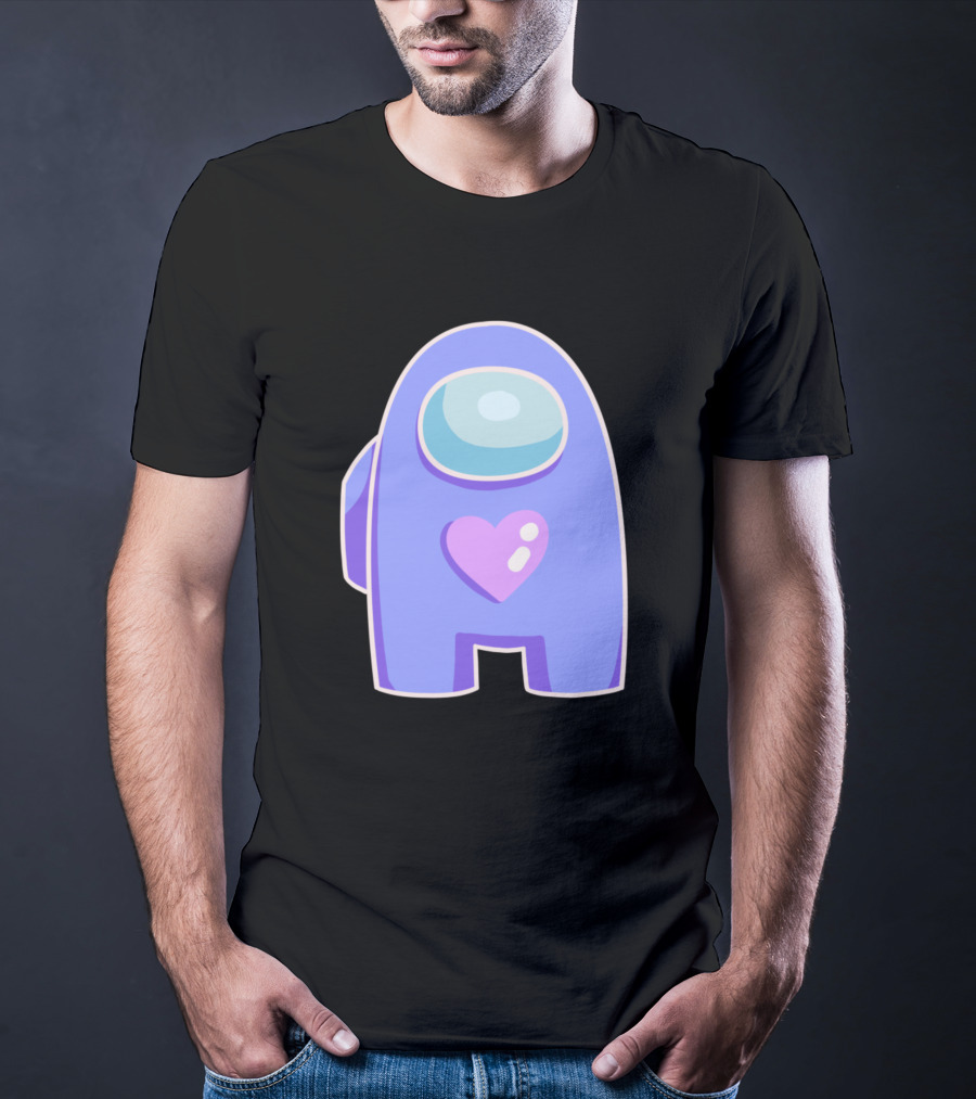 Blue Violet Among Us Crewmate Heart T-Shirt