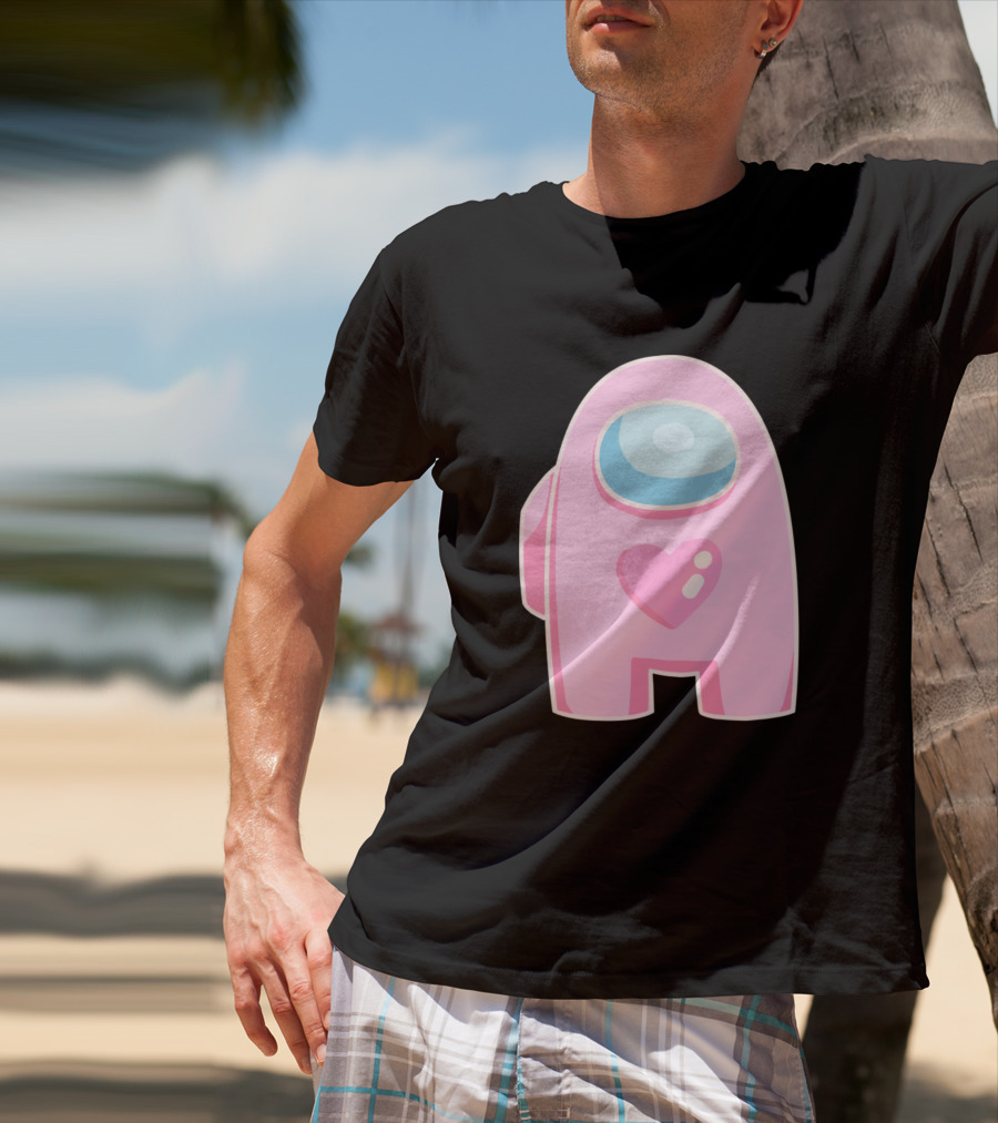 Pink Heart Among Us Crewmate Character T-Shirt