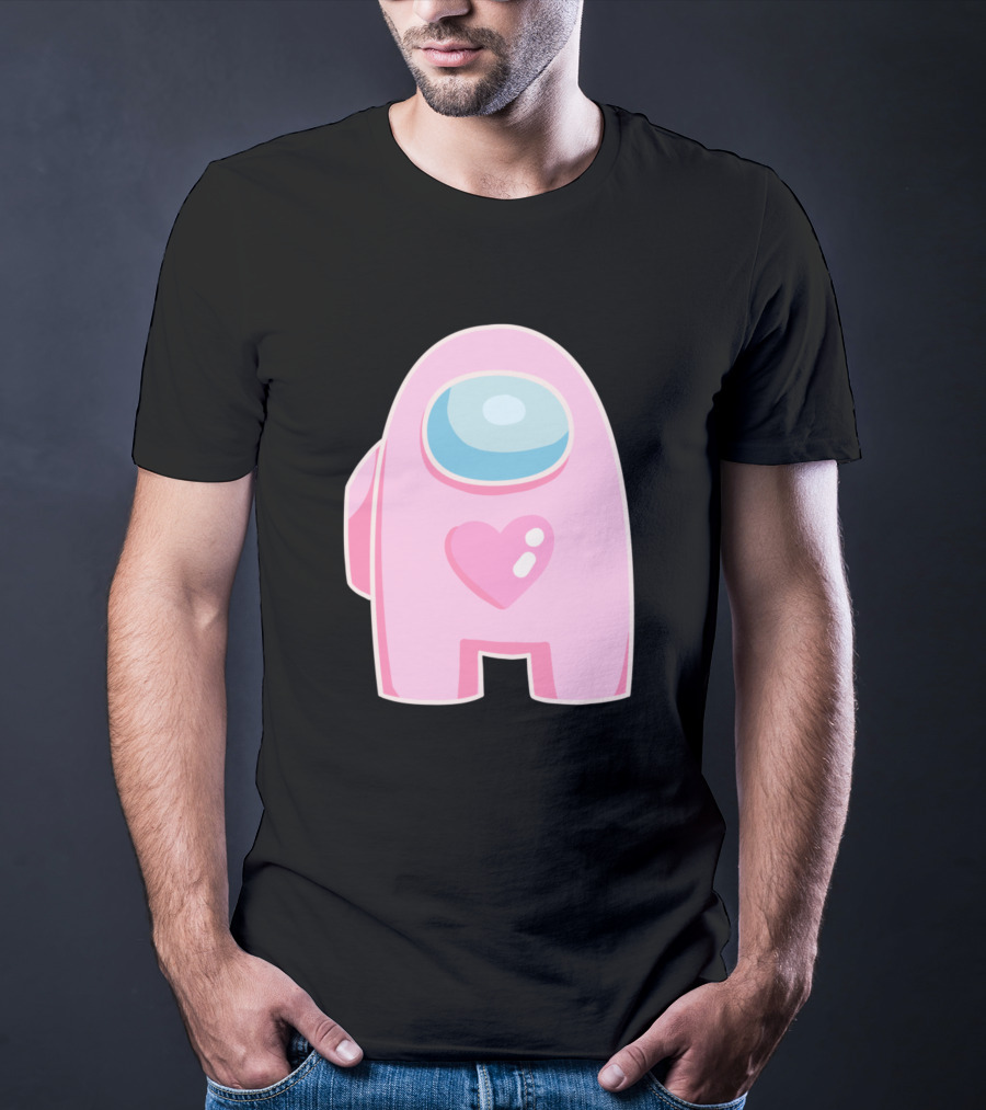 Pink Heart Among Us Crewmate Character T-Shirt