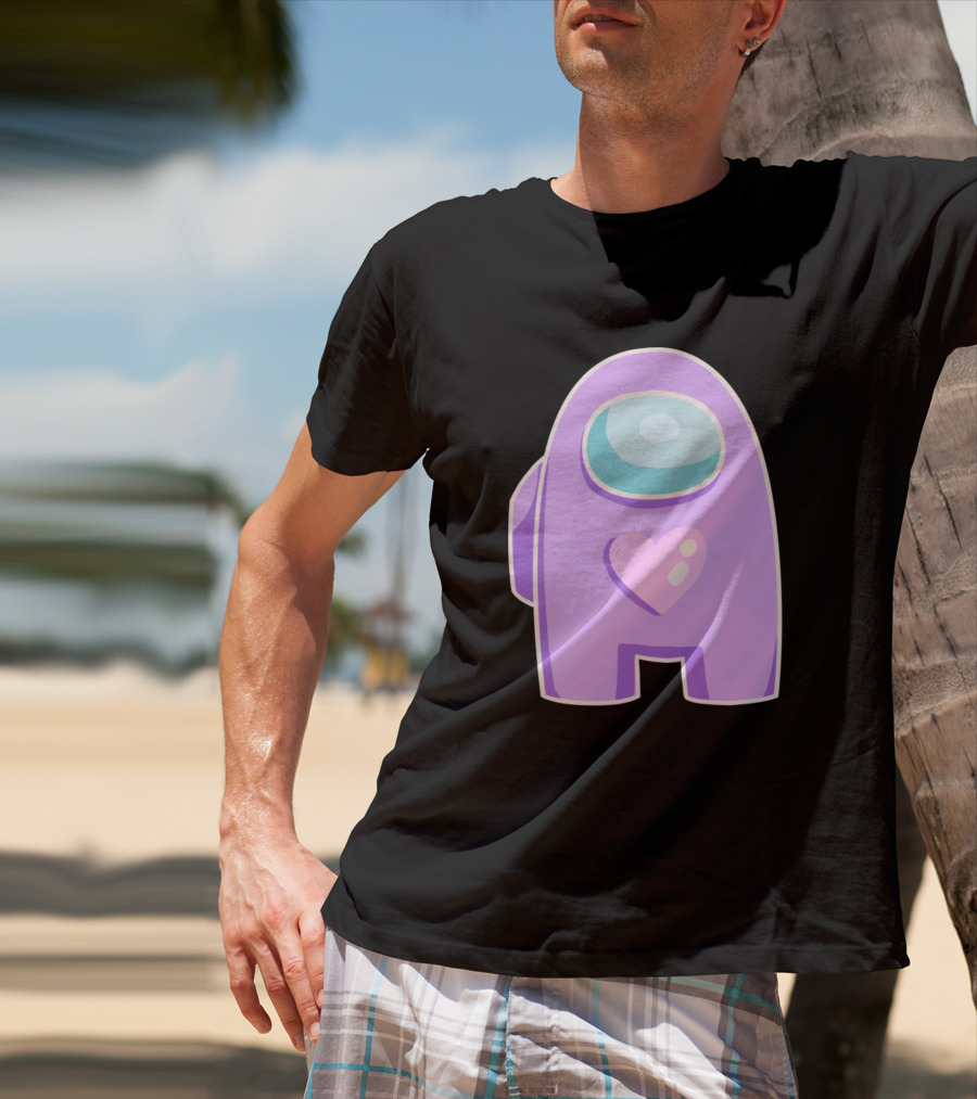 Purple Among Us Crewmate With Heart T-Shirt