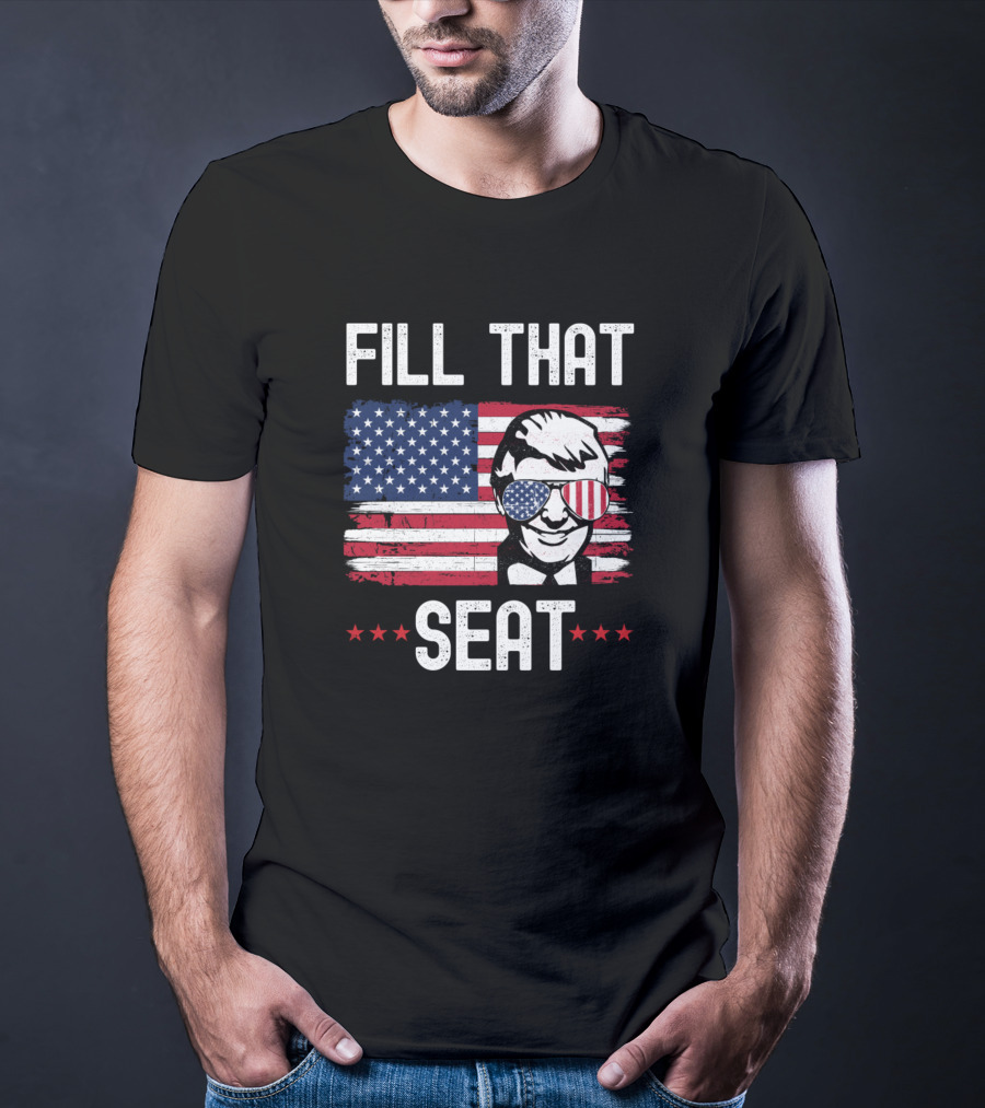 Fill That Seat Patriotic Flag Glasses Face T-Shirt