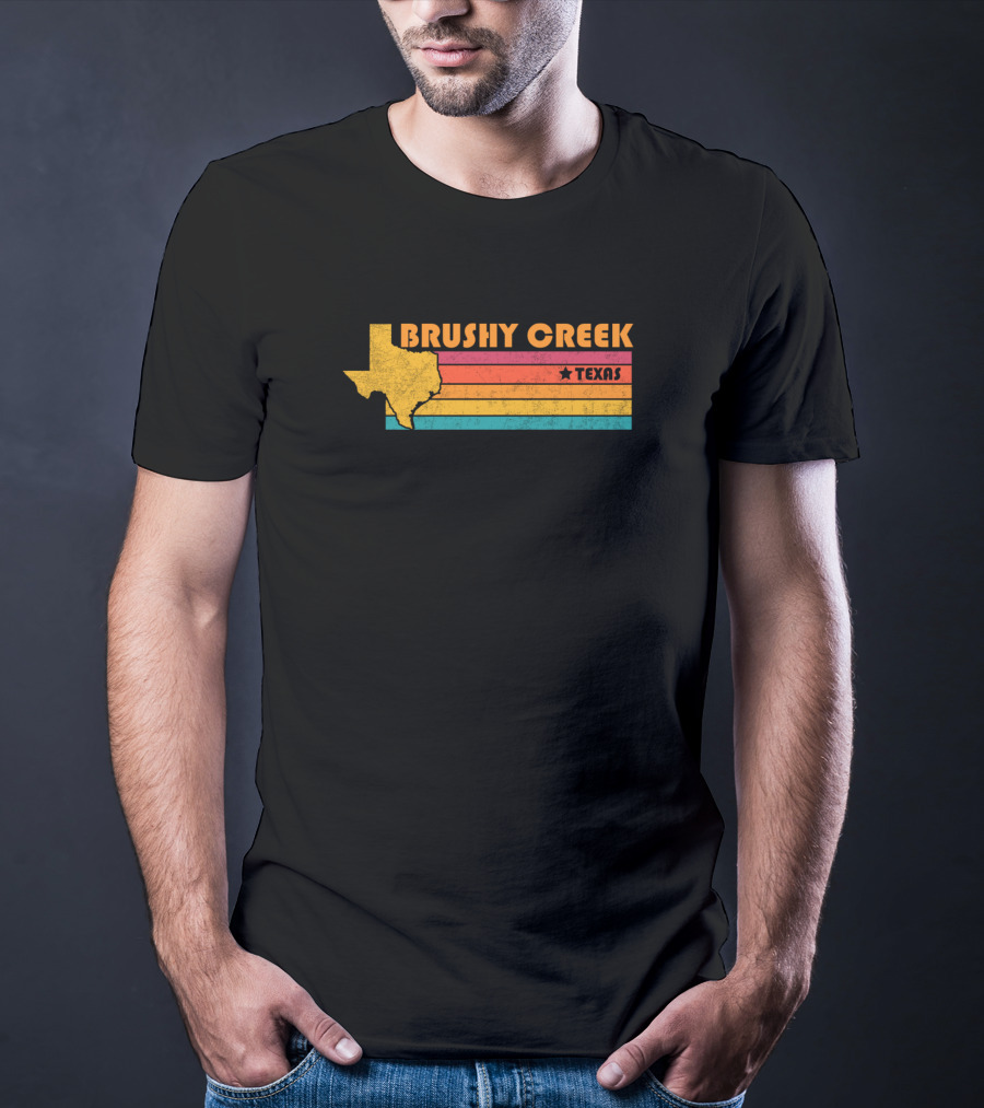 Brushy Creek Texas Vintage Stripes And Star Map T-Shirt