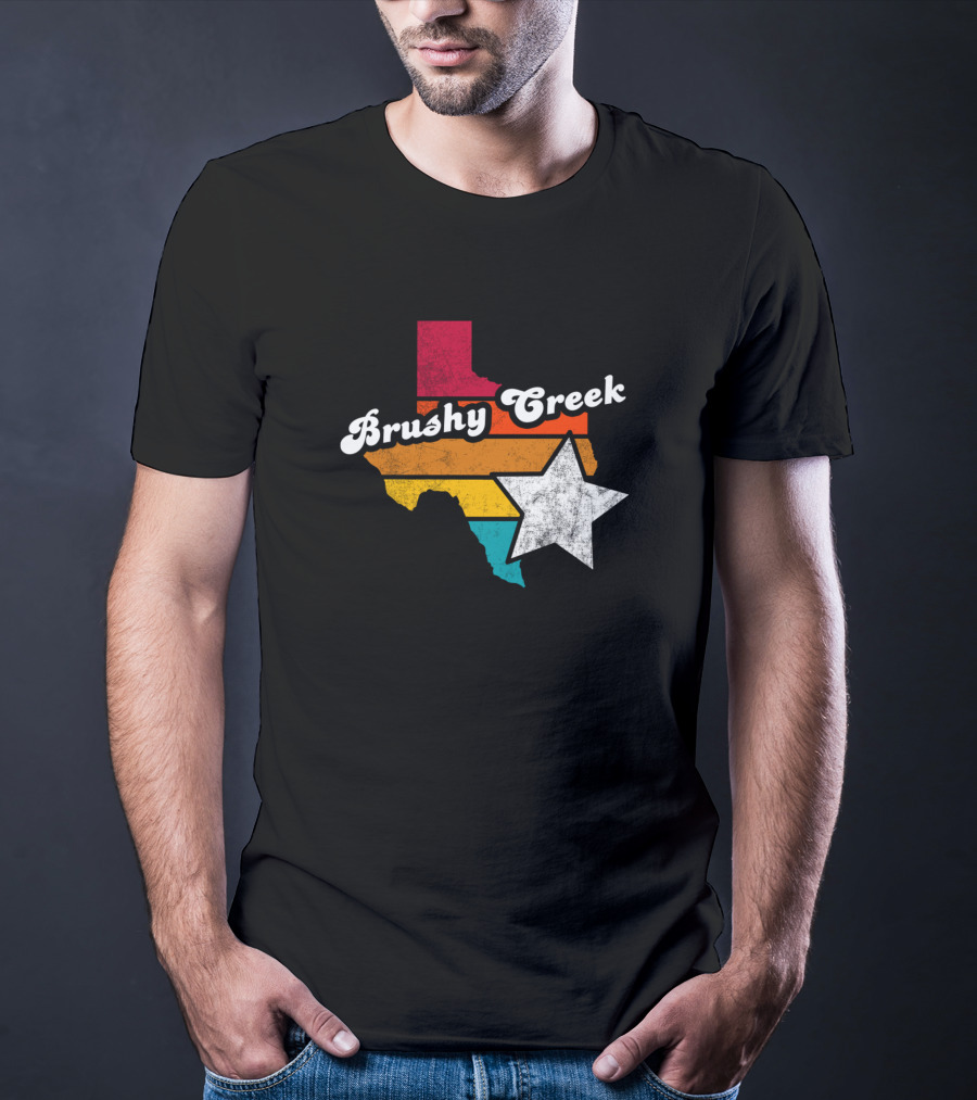 Brushy Creek Texas Retro Texas Map With Star T-Shirt