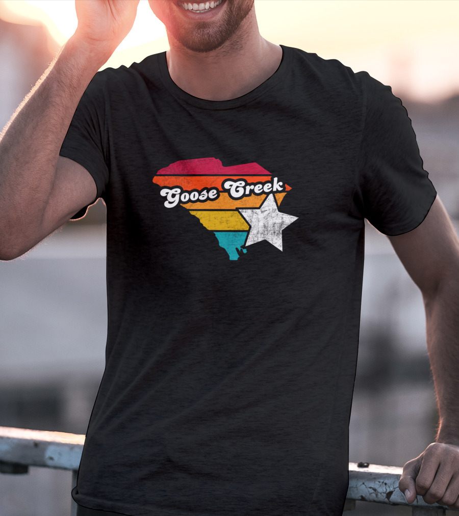 Goose Creek South Carolina State Map Retro Stripes Star T-Shirt