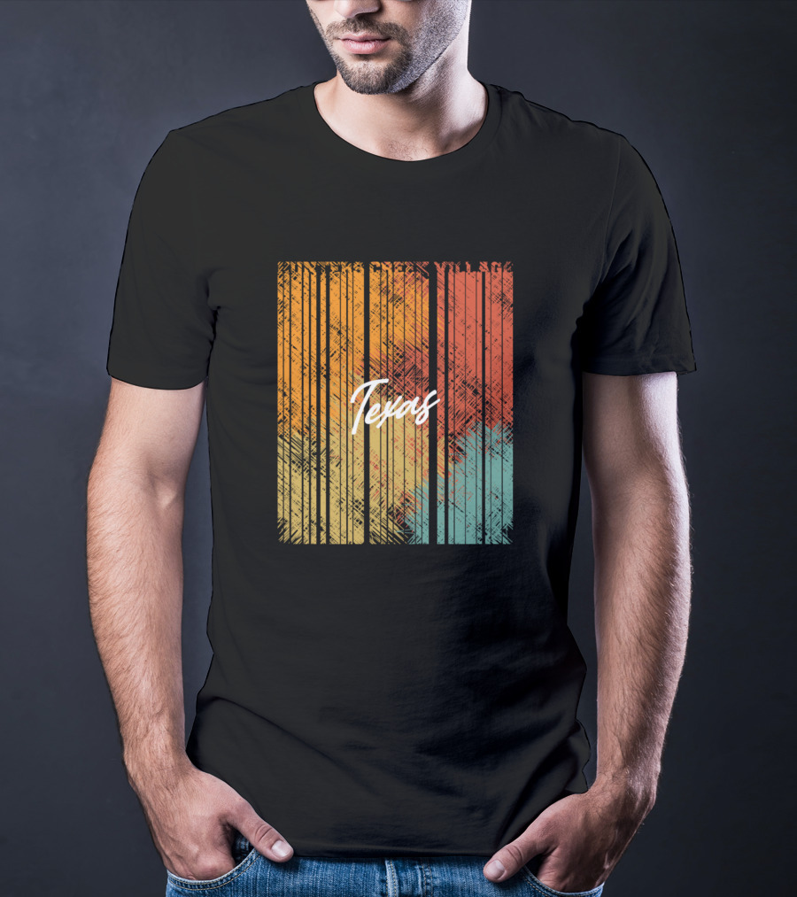 Hunters Creek Village Texas Vintage Retro Style Stripes T-Shirt
