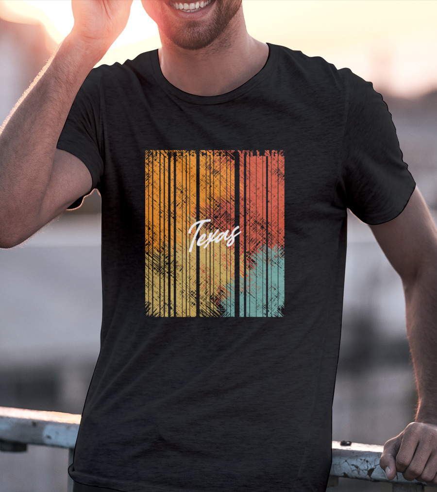 Hunters Creek Village Texas Vintage Retro Style Stripes T-Shirt