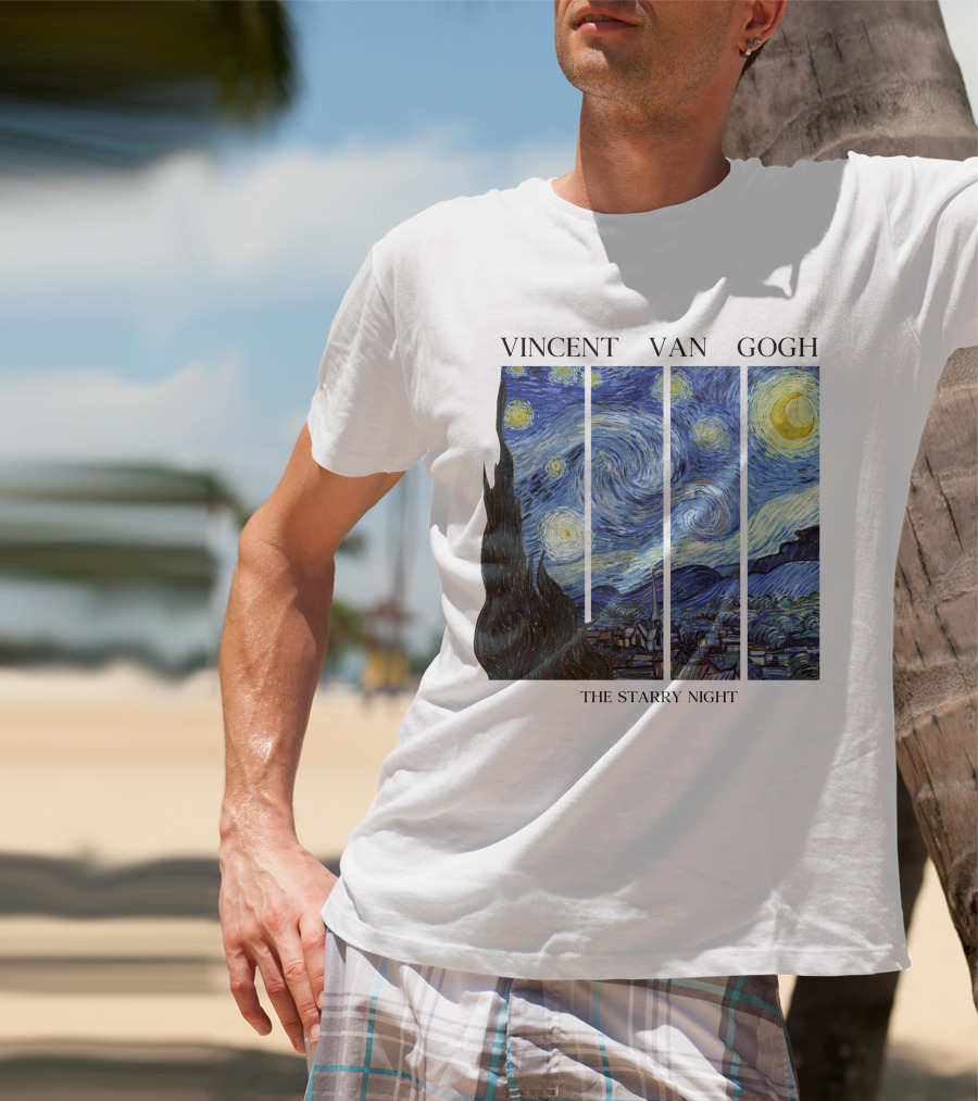 Vincent Van Gogh The Starry Night Quadrant Series T-Shirt