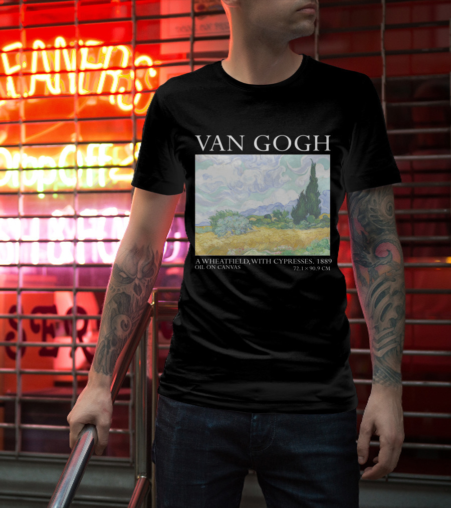 Van Gogh Wheatfield With Cypresses 1889 Oil On Canvas 72.1 X 90.9 Cm T-Shirt