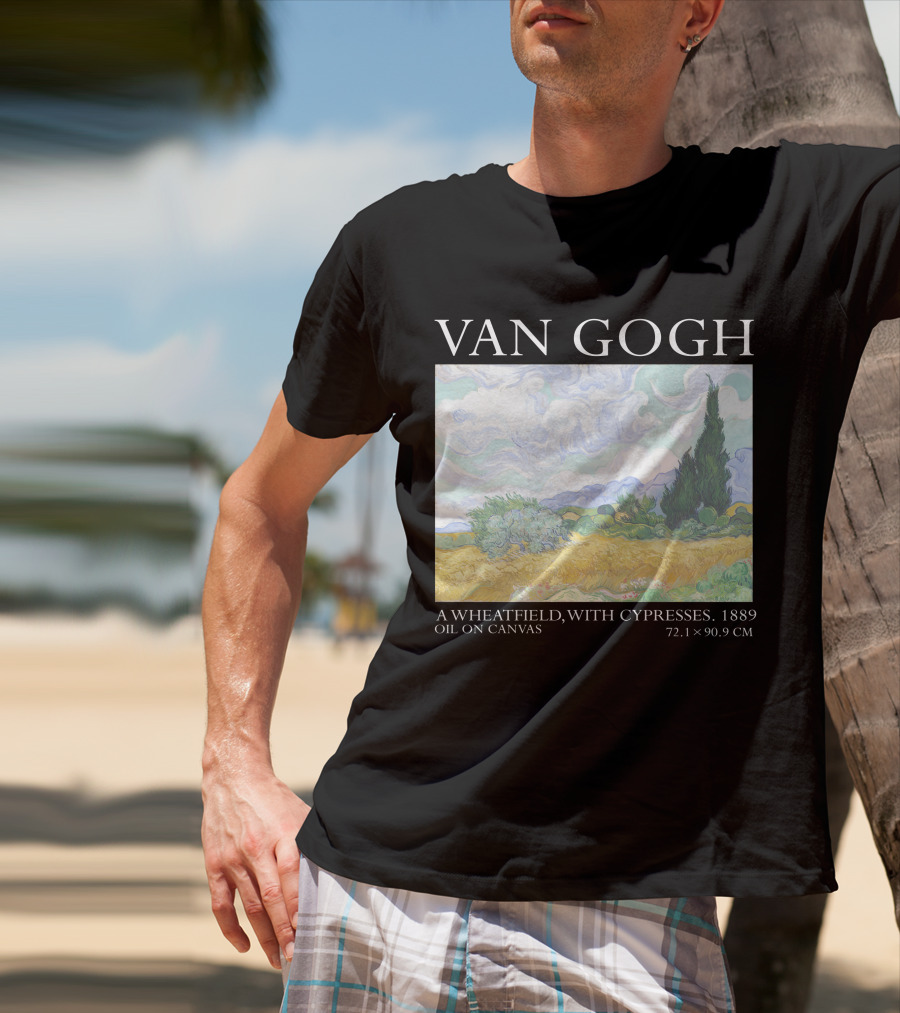 Van Gogh Wheatfield With Cypresses 1889 Oil On Canvas 72.1 X 90.9 Cm T-Shirt