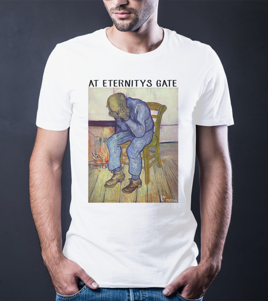 At Eternitys Gate Vincent Van Gogh Vintage Painting Chair Fire Mood T-Shirt