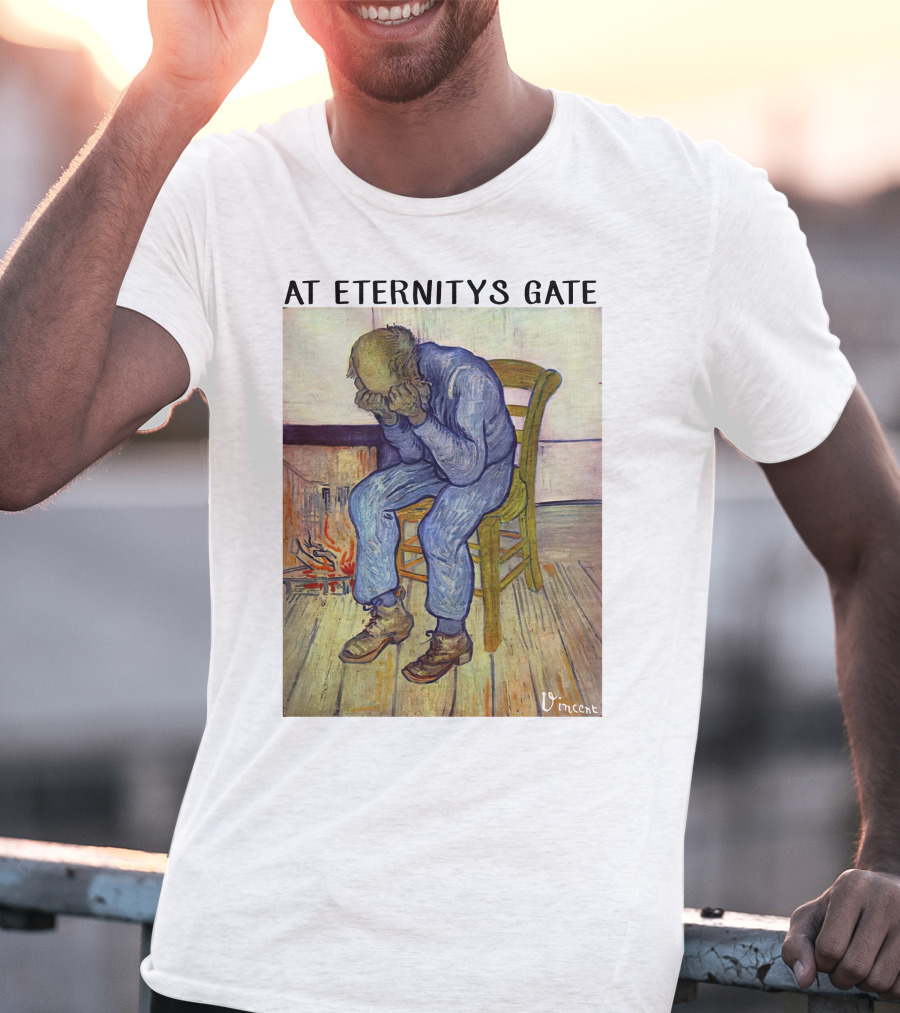 At Eternitys Gate Vincent Van Gogh Vintage Painting Chair Fire Mood T-Shirt