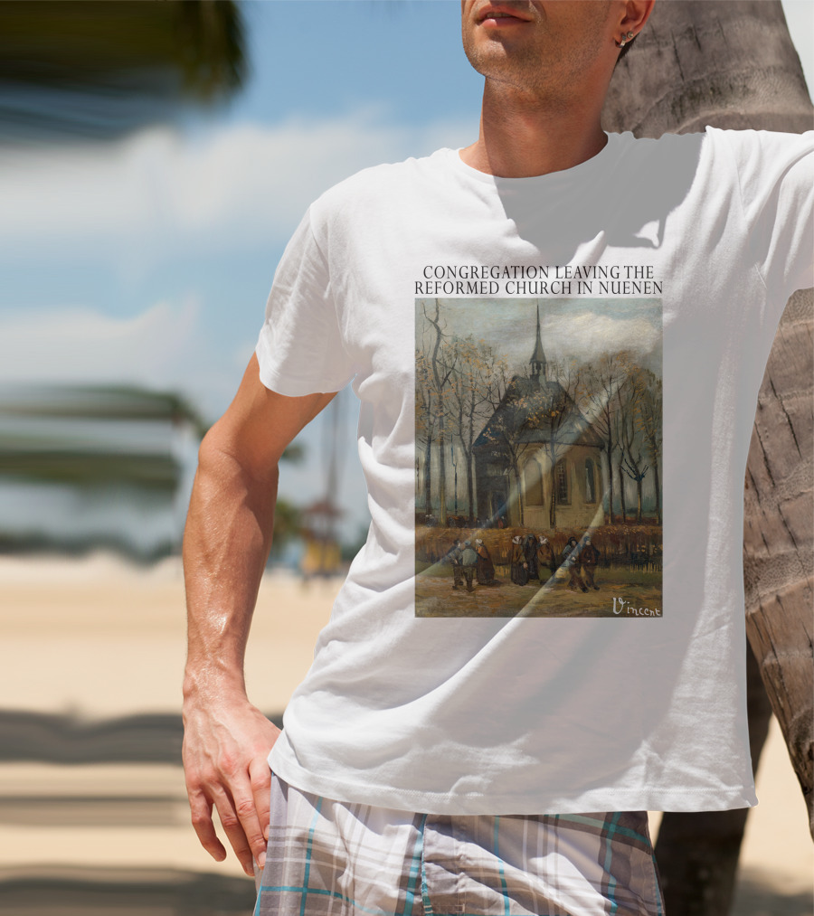 Congregation Leaving The Reformed Church In Nuenen Vincent Van Gogh Painting T-Shirt