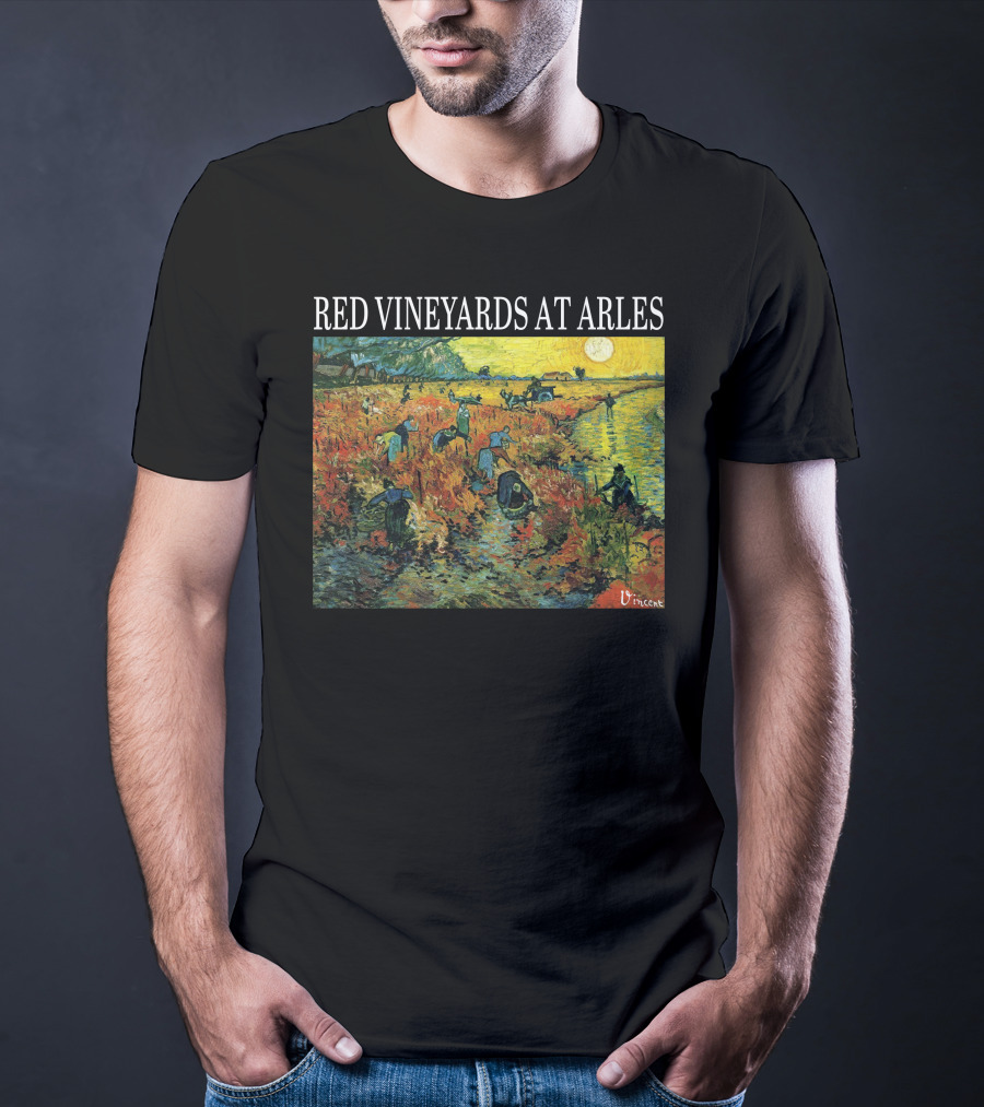 Red Vineyards At Arles Vincent Van Gogh Painting Dark T-Shirt