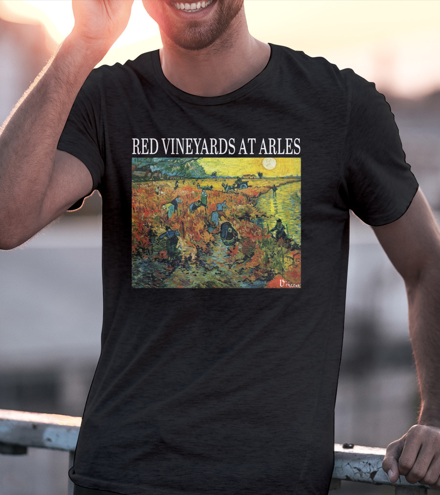 Red Vineyards At Arles Vincent Van Gogh Painting Dark T-Shirt