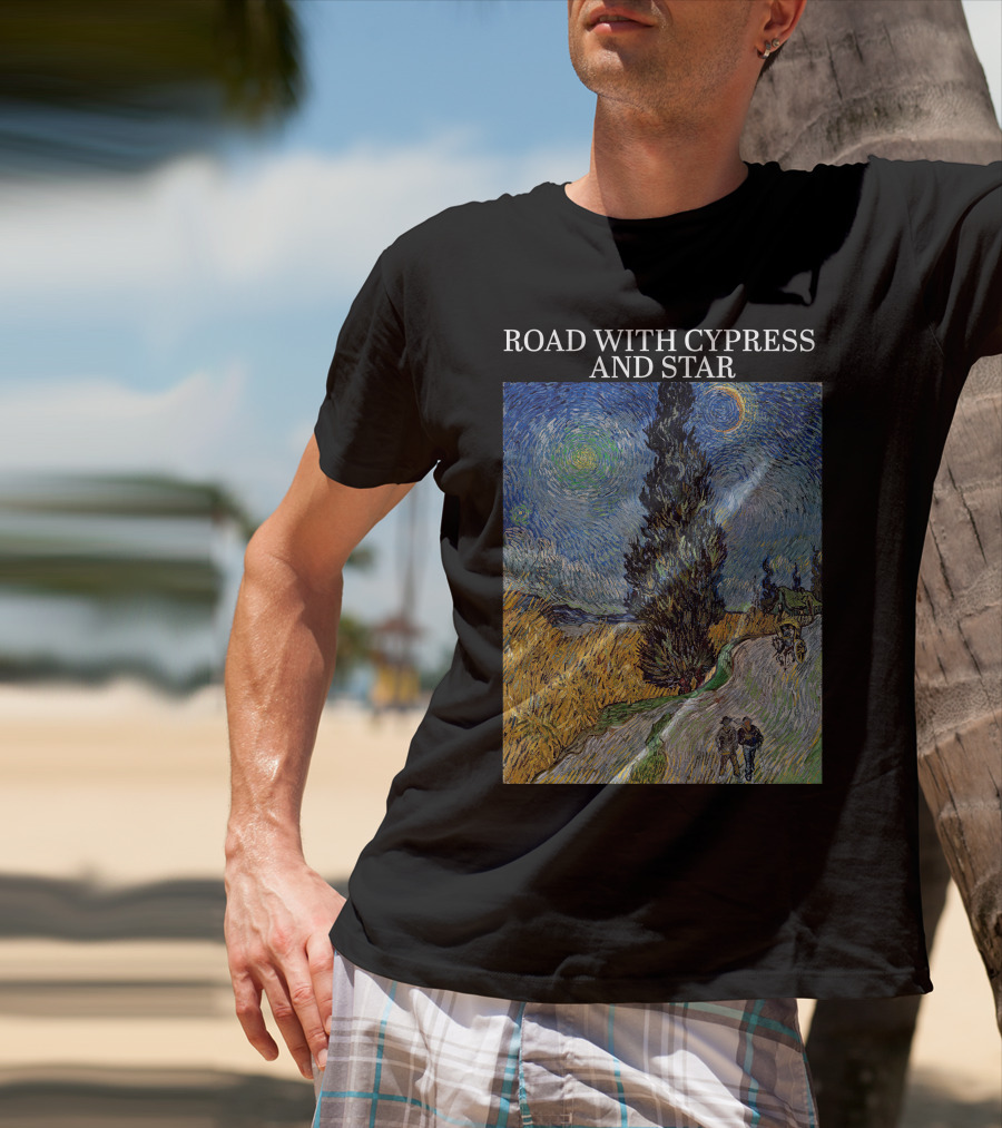 Vincent Van Gogh Road With Cypress And Star T-Shirt