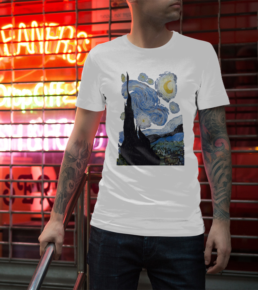 Starry Night Vincent Van Gogh Painting Swirls And Sky T-Shirt