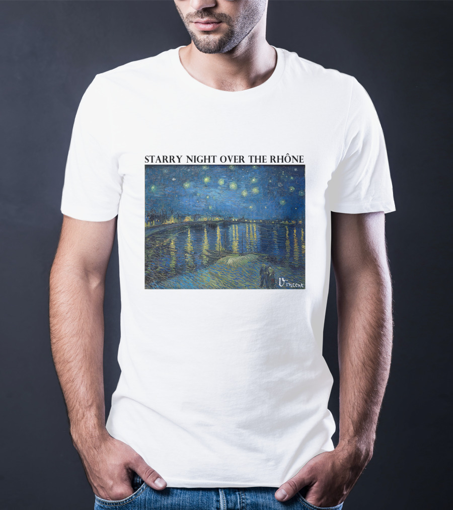 Starry Night Over The Rhône Vincent Van Gogh Vivid Blue Waterscape T-Shirt
