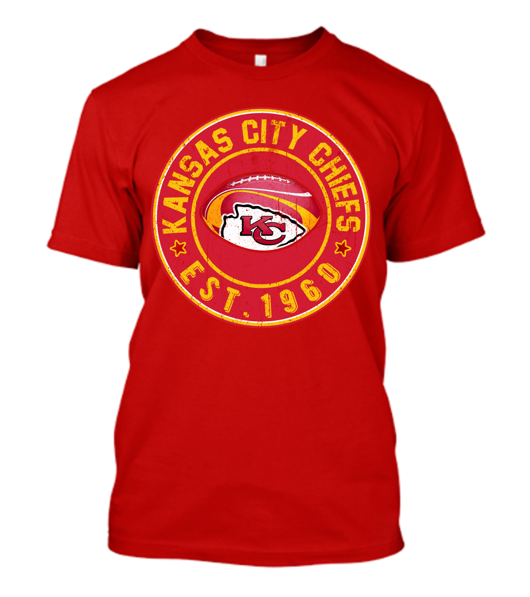 Kansas City Chiefs Est. 1960 Red Distressed Logo Vintage Football Badge T-Shirt