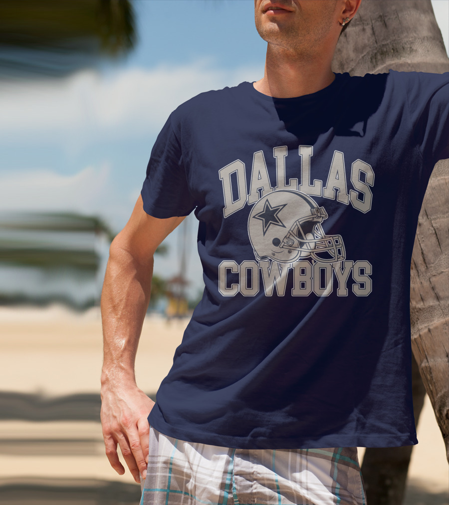 Dallas Cowboys Star Helmet Iconic Team Name T-Shirt