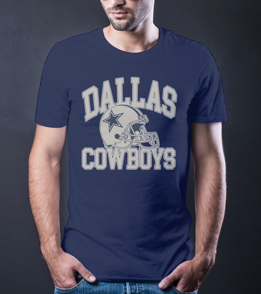 Dallas Cowboys Star Helmet Iconic Team Name T-Shirt