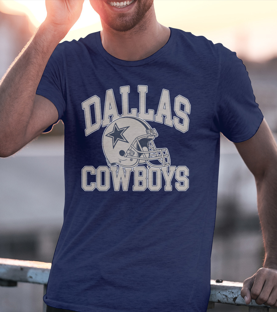 Dallas Cowboys Star Helmet Iconic Team Name T-Shirt