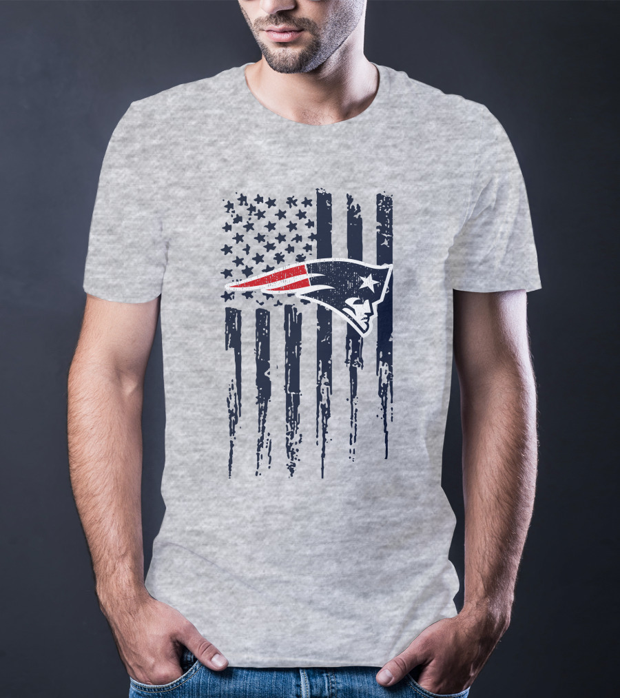 New England Patriots American Flag Patriot Head T-Shirt