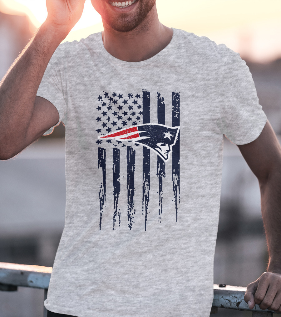New England Patriots American Flag Patriot Head T-Shirt