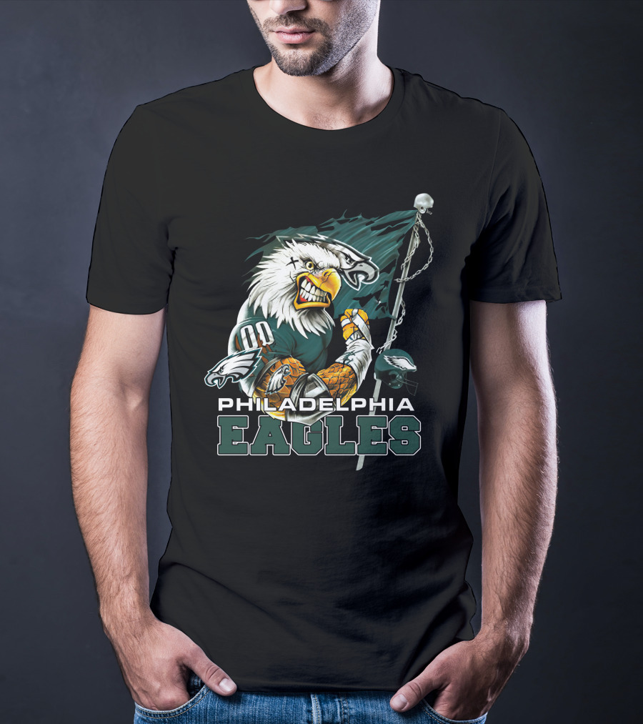 Philadelphia Eagles Fierce Mascot Holding Flag T-Shirt